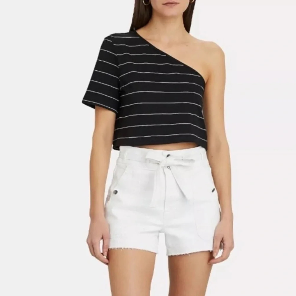 The Range Striped one shoulder stripe tee